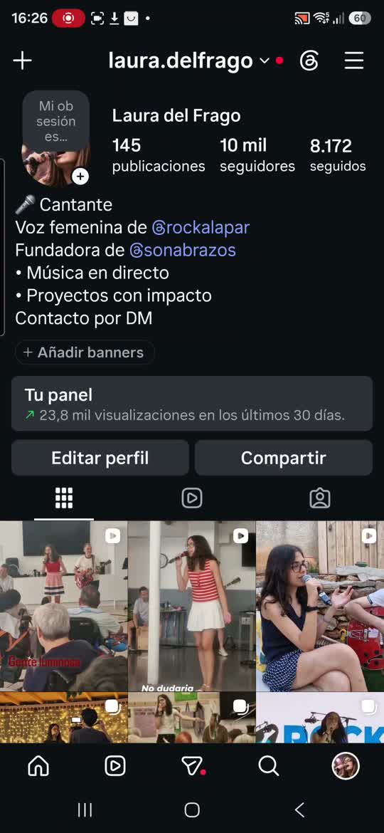Perfil real de Instagram de Laura del Frago